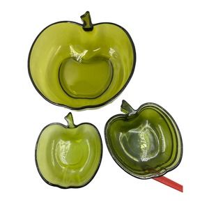 Vintage Hazel Atlas set of green apple bowls